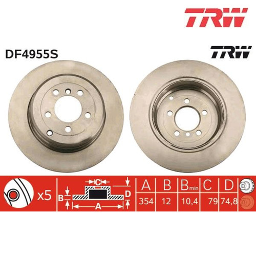Brake disc trw df4955s - brake,