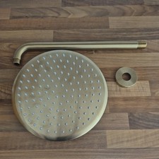 Scudo 250mm Brushed Brass Rainfall Shower Head + 390mm Wall Arm – New (No Box)