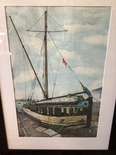  Watercolour and pencil of a fishing trawler