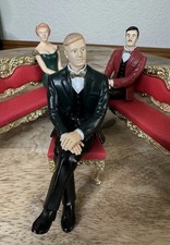 Vtg Elegant Miniature Figures on Ornate Sofas Fancy Dollhouse Decor