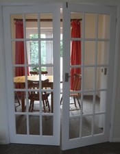 Pair of Internal 15 Panel Glazed Door, Solid Wood White Paint 762 x 1975mm each