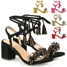 Womens Open Toe Mid Block Heel