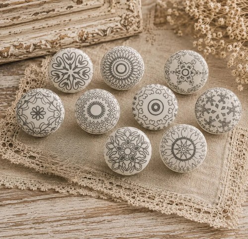 Grey and white knobs mandala
