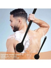 Soft Silicone Back Scrubber Brush – Long Handle Bath Brush for Deep Cleansing..