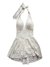 Italian Made White Lacy Type Material Summer Party Dress - Size Small - Not Worn