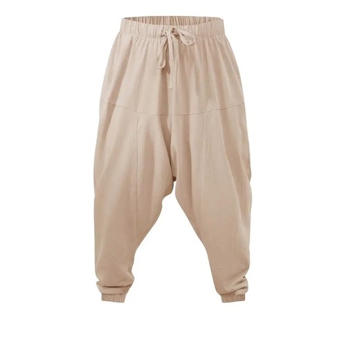 Men cotton linen harem pants - cotton,