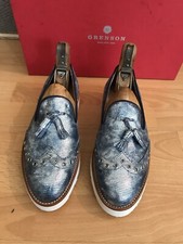 Grenson G One  Womens Blue  Leather Tassel Loafer, Uk 5, Made In England