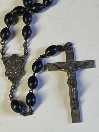 Antique rosary italy ebony - antique,