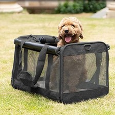 Large Pet Dog Cat Carrier Shoulder Bag Foldable Travel Bag Soft Mesh Side Crate