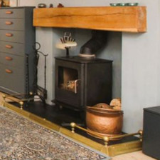 Vintage Brass Extending Fireplace Hearth Fender 