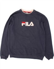 FILA Boys Tall Graphic Sweatshirt Jumper 15-16 Years XL Navy Blue Cotton AT04