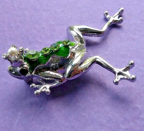 Green enamel crystal frog - crystal, with