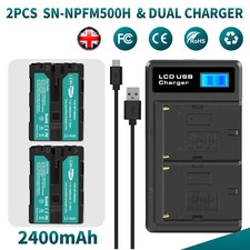 2x NP-FM500H Battery 2400mAh+ Dual Charger For Sony DSLR-A100 A200 a58 Alpha a99