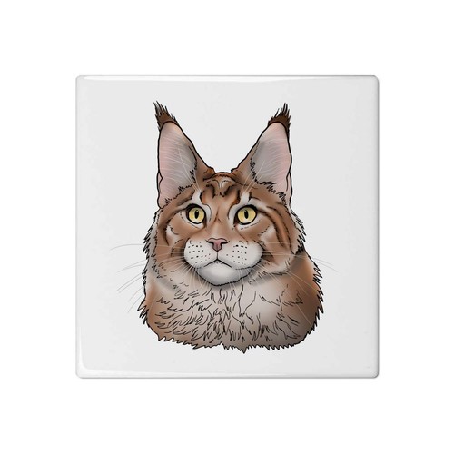 Maine coon cat head - cat, ceramic