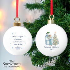 Personalised The Snowman and the Snowdog Friends Bauble I Xmas Baubles