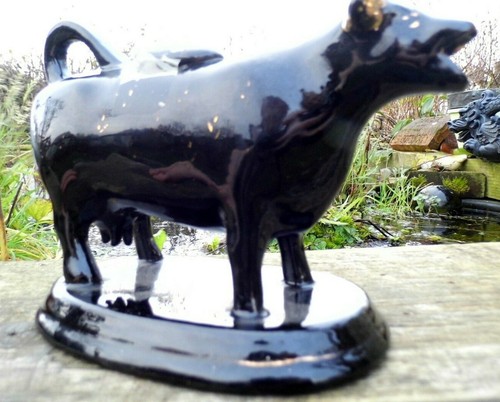 Antique jackfield cow - antique, creamer