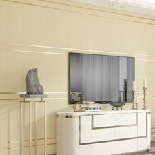 Silver Horizontal Vertical Stripe Embossed Wallpaper Modern Living Room Bedroom