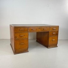VINTAGE 1940s OAK DOUBLE PEDESTAL DESK SCHOOL MIDCENTURY WARRING & GILLOW #4225