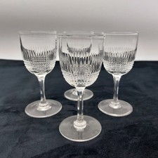 Cut Crystal Stemmed Cordial Liqueur Glasses x4 60ml Diamond & Vertical Cut Lines