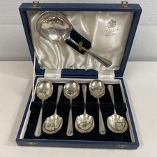 Mappin & Webb Vintage  Silver Plate Fruit Dessert Spoons Cutlery Box