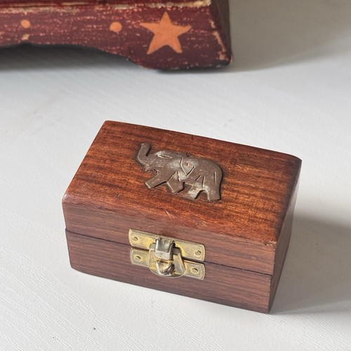 Wooden elephant trinket box - wooden,