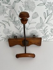 Antique French Turned Wood And Metal Coat Hook With Hat Stand C1930's