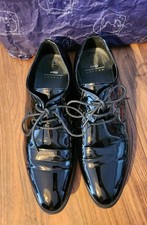 Men's Size 8 Black Patent Dress Shoes Moss Bros Lace Up Shoes