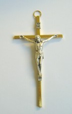 SMALL METAL CRUCIFIX Wall Hanging Cross Religious Christian Gold / Gilt