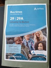 Arriva Bus Timetable For Services 29/29A Leicester To Burton Published 2018
