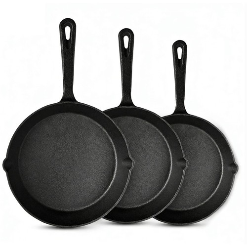 3pcs pre seasoned cast - 3pcs, iron