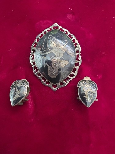 Vintage sterling silver niello - silver,