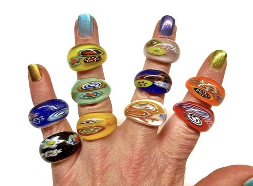 Murano style glass rings lot - style,
