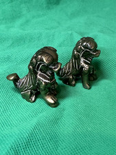 One Pair Antique Brass Fu Dogs 3.5cm Tall
