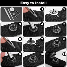 260x Heavy Duty Snap Fasteners Press Studs Kit +Poppers Leather Button Tool, HOT