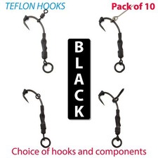 10 X *BLACK* Ronnie Rigs hair rigs TEFLON hooks carp rigs fishing pop up tackle