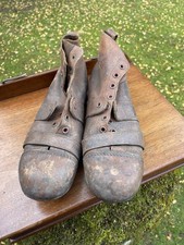 Vintage Brown Leather Football Boots without Laces c1940`s All Studs Present VGC