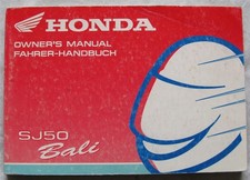 HONDA SJ50 Bali Motorcycle Owners Handbook 1994 #38GAVD40 Eng/Dutch text