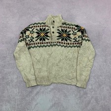 Vintage Polo Ralph Lauren Knitted Jumper Fairisle Patterned 1/4 Button Chunky