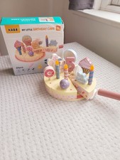 Wooden Birthday Cake Toy Set Kids Pretend Role Play Food Kitchen Playset Gift