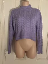 Cute Zara size M lilac cropped long sleeved high neck jumper, patterned knit