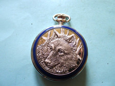 Franklin Mint.. WOLF  Qtz Hunter Pocket Watch..  55mm.. .Heavy..  VGC