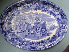 Vintage/Antique Wedgwood Etruria Blue Ferrara Oval Dish Platter 31cmx 23cm