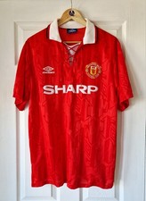 ORIGINAL MAN UTD RARE VINTAGE HOME FOOTBALL SHIRT JERSEY 1992/93 - ADULT LARGE 
