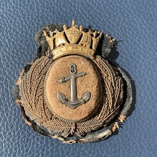 Antique Merchant Navy Officers Hat / Cap Bullion Embroidered Badge