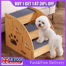 3 Steps Pet Ramp Wooden Dog Steps Stairs Cat Detachable Ladder For Bed Sofa