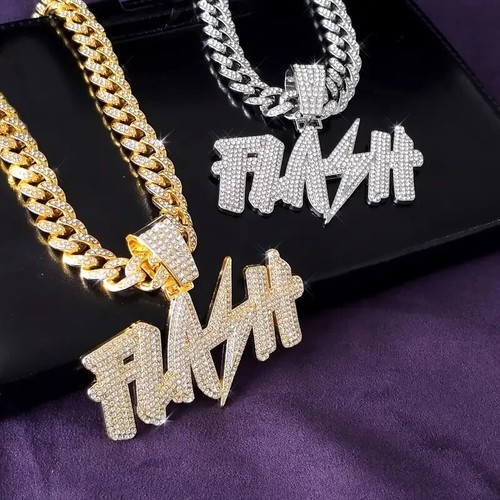 Cuban chain flash - pendant, iced