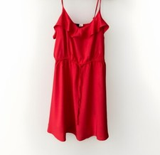 Hennes H&M Red Mini Strap Dress Ruffles Size 10
