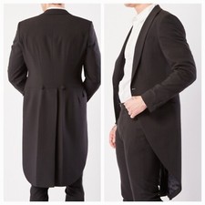 Mario Barutti Tailored Fitted Morning Suit Jacket,black,size 48s New With Tags