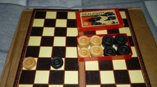 Vintage K & C Wooden Draughts Draughtsmen Set Boxed + Board (37 x 36cm)