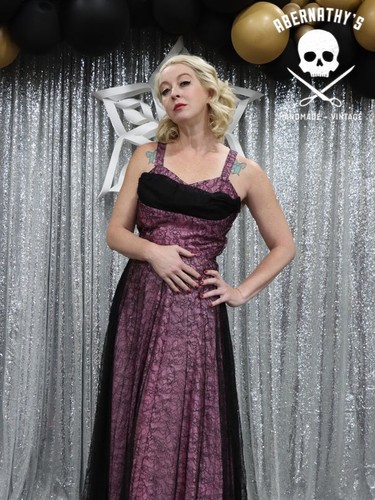 Vintage 1950 black lace - 1950's, &